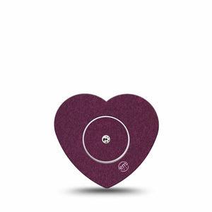 ExpressionMed Wine Red Freestyle Libre 2 and Libre 2 Plus Heart Shape Tape, Abbott Lingo, Single Tape and Single Sticker Wine Plum Inspired, Adhesive Patch CGM Design