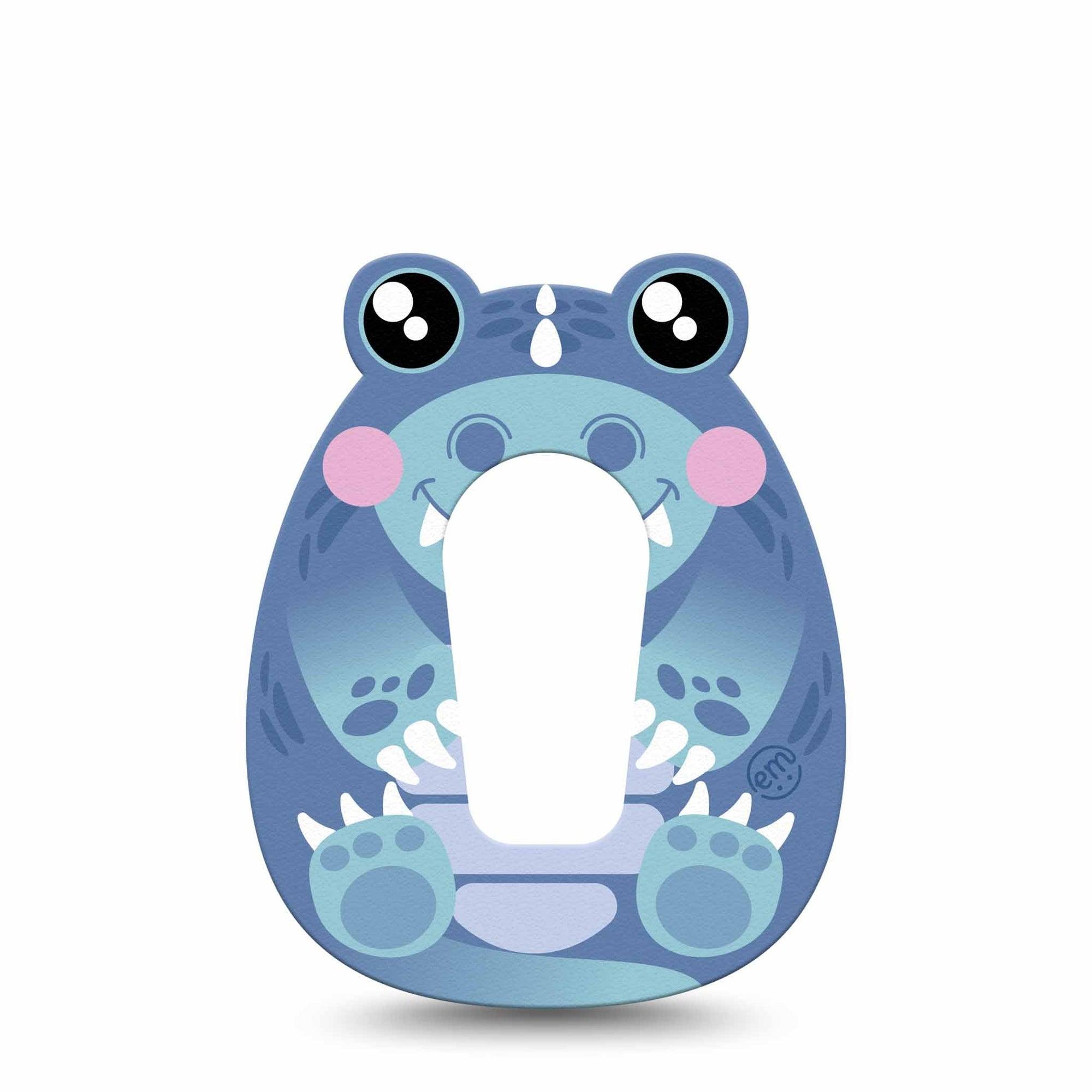 ExpressionMed Blue Dinosaur Dexcom G6 Gumdrop Shape Tape, Single Tape Pillow Soft Animal Inspired Overlay Patch CGM Design