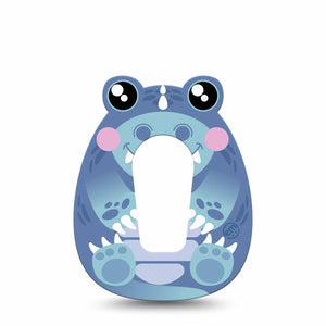 ExpressionMed Blue Dinosaur Dexcom G6 Gumdrop Shape Tape, Single Tape Pillow Soft Animal Inspired Overlay Patch CGM Design