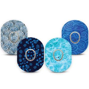 ExpressionMed Coastal Blues Dexcom G7 and Dexcom Stelo Glucose Biosensor System, tape and sticker  coastal blue pattern Decorative Decal for CGM