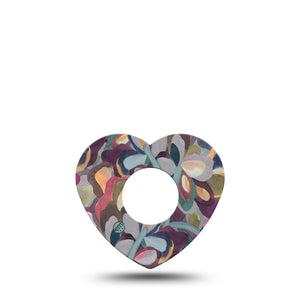 ExpressionMed Abstract Leaves Infusion Set Heart Shape Tape 5-Pack Tape Abstract Floral Art Adhesive Tape Continuous Glucose Monitor Design