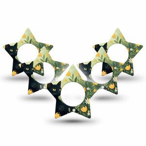 ExpressionMed Jungle Cat Freestyle Libre, Libre 2 Plus, and Abbott Lingo Star, 5-Pack Black kitten meadow Accessories for Continuous Glucose Monitor