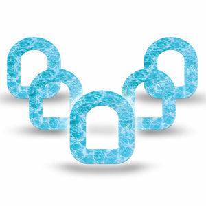 ExpressionMed Sunlit Water Omnipod Mini, 5-Pack Rippling blue water Sensor Cover For Insulin Pump