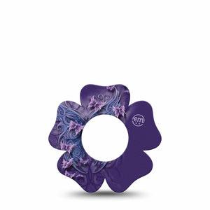 ExpressionMed Purple Butterfly Freestyle Libre 2 and Libre 2 Plus Flower Shape Tape, Abbott Lingo,  Single Tape Delicate Butterfly, Fixing Ring Tape CGM Design