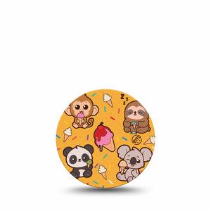ExpressionMed Ice Cream Buddies Freestyle Libre 3 and Libre 3 Plus Overpatch, Single Tape Animal Snacks, Adhesive Patch CGM Design