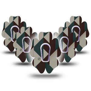 ExpressionMed Timberline  Dexcom G6 Flower, 5-Pack Tape and 5-Pack Sticker Abstract forest inspired Fixing Ring Patch for Continuous Glucose Monitor