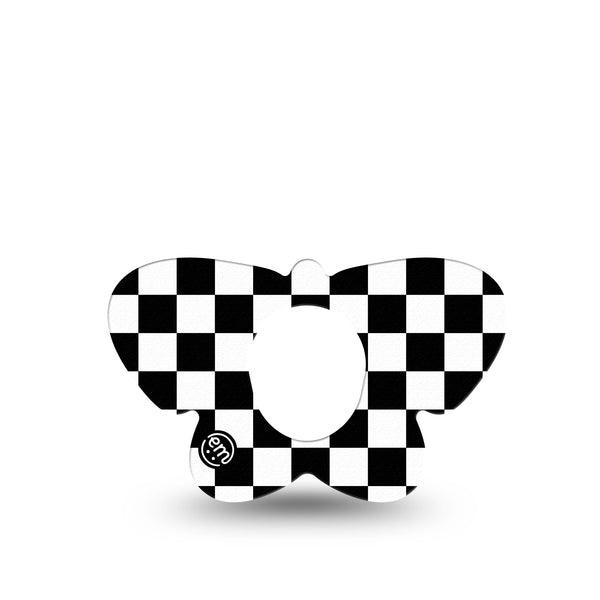 ExpressionMed Checkered Dexcom G7 Butterfly Shape Tape, Dexcom Stelo Glucose Biosensor System,  Single Tape Bold Checkerboard, Adhesive Tape CGM Design