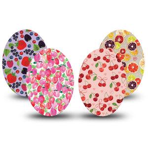 ExpressionMed Berrylicious Variety Pack Medtronic Guardian Enlite Universal Oval, 4-Pack Tape Variety Summer Fruit Inspired, Plaster CGM Design