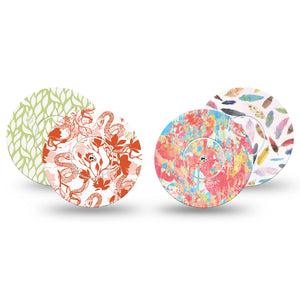 ExpressionMed Heatwave Variety Pack Freestyle Libre and Libre 2 Plus Sticker and Tape, Abbott Lingo, Soothing Pastel Prints, Adhesive Sticker and Tape Design Continuous Glucose Monitor Design