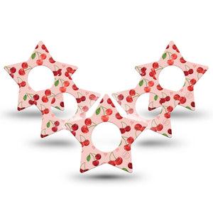 ExpressionMed Cherries Infusion Set Star Shape Tape, 10-Pack Tape Cute Cherries, Fixing Ring Patch Continuous Glucose Monitor Design