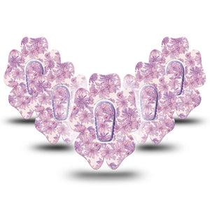 ExpressionMed Purple Daisy Dexcom G6 Flower Shape Tape, 5-Pack Tape and 5-Pack Sticker Cute Purple Daisies, Adhesive Patch Continuous Glucose Monitor Design