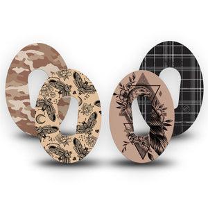 ExpressionMed Black and Tan Variety Pack Variety Pack Dexcom G6 Tape, 4-Pack Tape Variety Pinks and Purples Fruit, Plaster Continuous Glucose Monitor Design