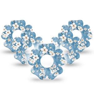 ExpressionMed Cherry Blossom Infusion Set Flower Shape Tape 10-Pack Tape Dainty White Blossoms, Plaster Continuous Glucose Monitor Design