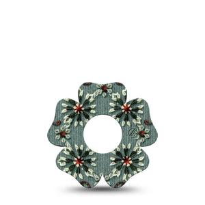 ExpressionMed Green Embroidery Infusion Set Flower Shape Tape, 5-Pack Tape Autumn Winter Style Embroidery, Plaster Continuous Glucose Monitor Design