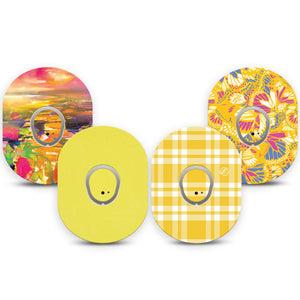 ExpressionMed Sunlit Yellow Dexcom G7 and Dexcom Stelo Glucose Biosensor System, tape and sticker  yellow floral Decorative Decal for CGM
