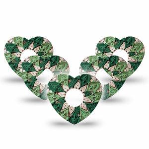 ExpressionMed Knit Monstera Freestyle Libre 3 and Libre 3 Plus Heart, 5-Pack Yarn knitted flower Overlay Tape for Continuous Glucose Monitor
