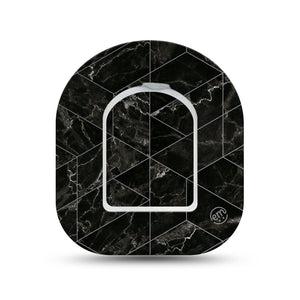 ExpressionMed Black Marble Omnipod Surface Center Sticker and Mini Tape Marbled Obsidian Themed Vinyl Sticker and Tape Design Pump Design