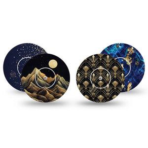 ExpressionMed Midnight Majesty Variety Pack Freestyle Libre, Libre 2 Plus, and Abbott Lingo, 4-Pack Tape and 4-Pack Sticker VarietyGold black navy Overlay Patch for CGM
