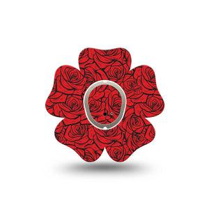 ExpressionMed Roses Dexcom G7 and Dexcom Stelo Glucose Biosensor System Flower, Single Tape and Single Sticker Line art roses Patch for CGM