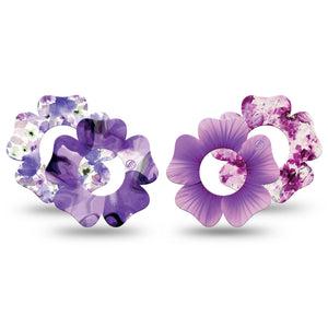 ExpressionMed Lilac Serenade Variety Pack Freestyle Libre Flower Shape Tape, Abbott Lingo, 4-Pack Tape Variety Sophisticated Purple Flowers, Fixing Ring Tape Continuous Glucose Monitor Design