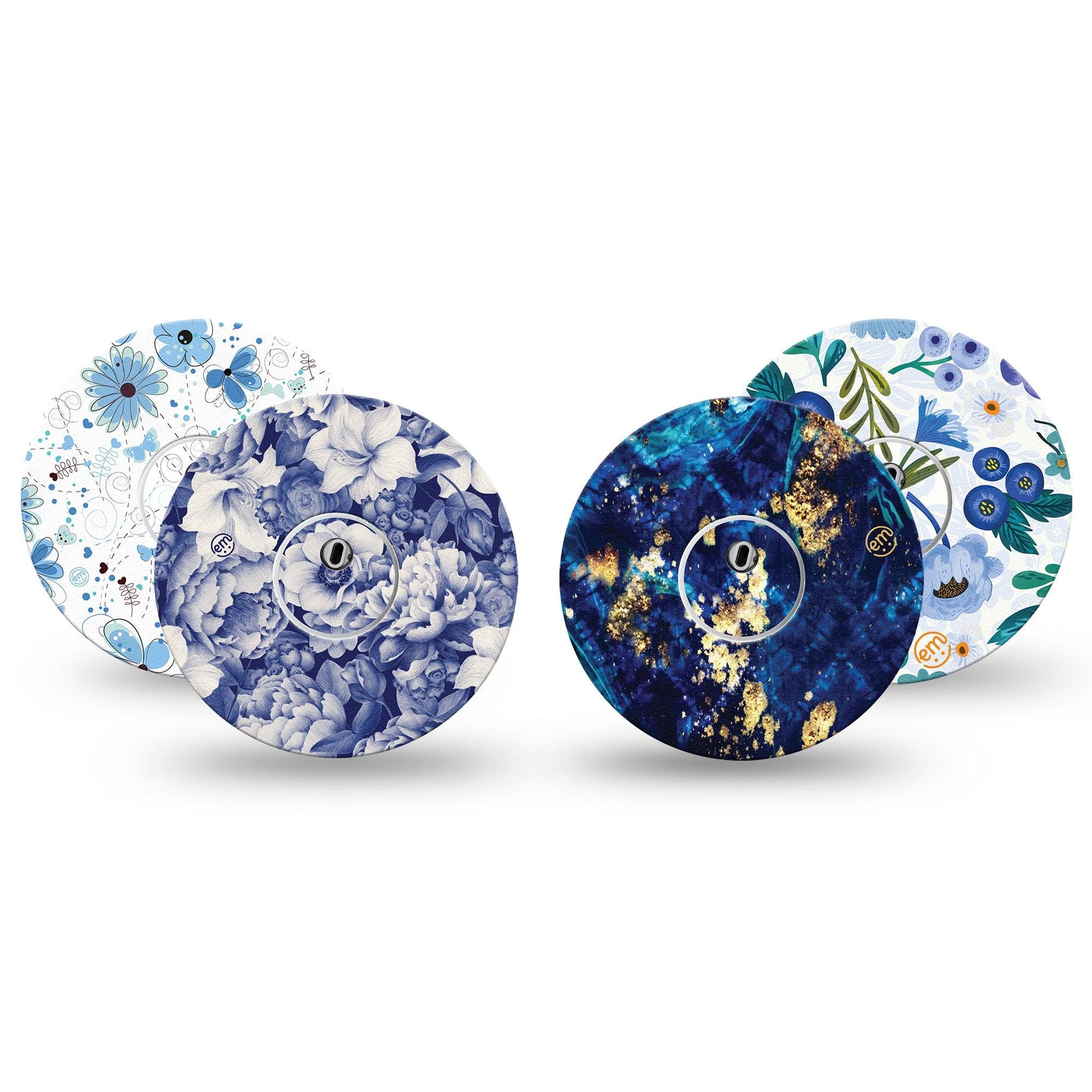 ExpressionMed Cerulean Dream Variety Pack Freestyle Libre 3 and Libre 3 Plus Sticker and Tape  Bright Summer Flowers, Vinyl Sticker and Tape Pairing CGM Design