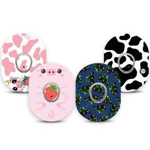 ExpressionMed Down on the Farm Variety Pack Dexcom G7 Tape, Dexcom Stelo Glucose Biosensor System, 4-Pack Tape and 4-Pack Sticker Variety, Playful Farm Themed, Overlay Tape CGM Design