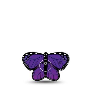 ExpressionMed Purple Monarch Butterfly Freestyle Libre 3 Butterfly Shape Tape Single Tape and Single Sticker Purple Butterfly Insect Overlay Patch CGM Design