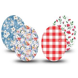 ExpressionMed Liberty Blooms Medtronic Guardian Enlite Universal Oval, 4-Pack Tape americana floral pattern Best Covers for CGM