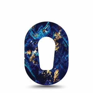 ExpressionMed Molten Midnight Dexcom G6 Mini Tape Single Tape Blue Pattern Gold Specks, Adhesive Tape CGM Design