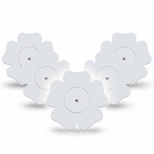 ExpressionMed White Freestyle Libre 2 and Libre 2 Plus Flower Shape Tape, Abbott Lingo,  5-Pack Tape and 5-Pack Sticker Light Background, Fixing Ring Tape CGM Design