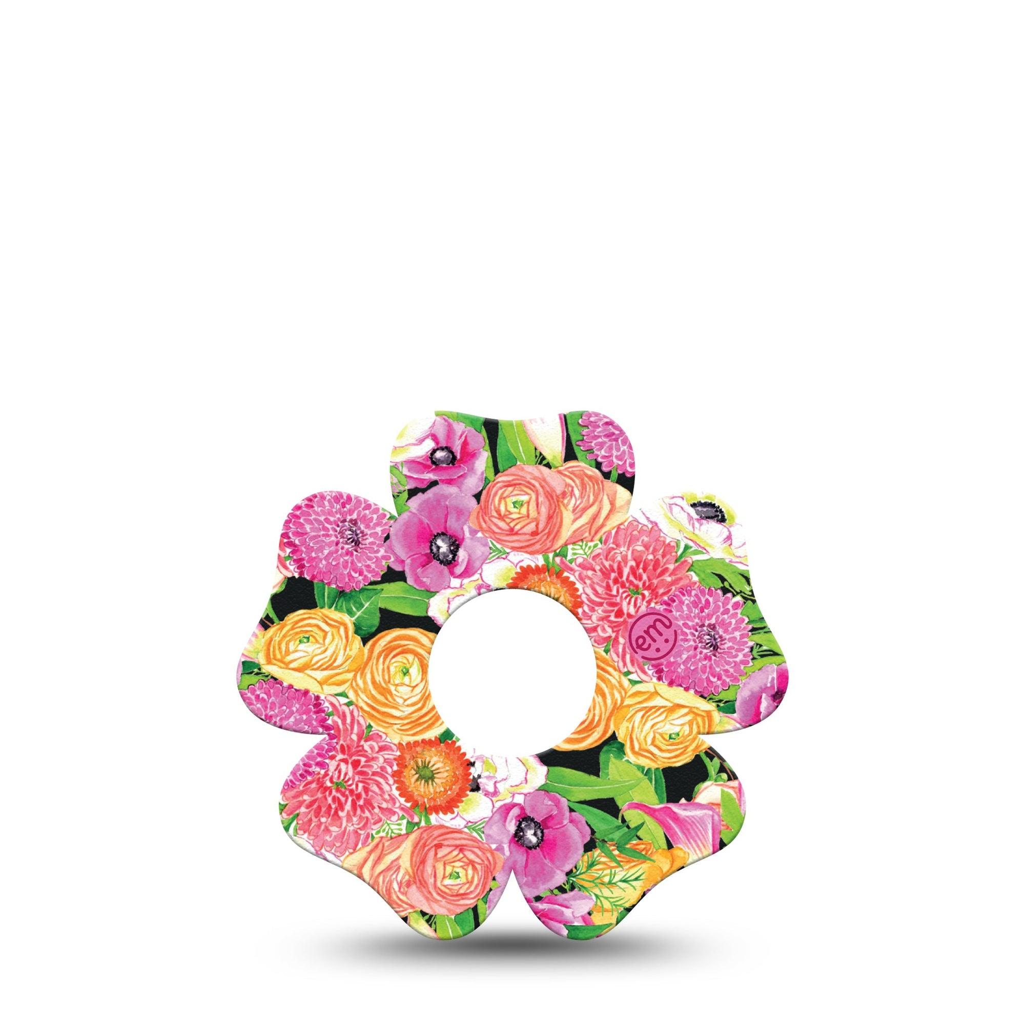 ExpressionMed Hand Painted Flowers Freestyle Libre 3 Flower Shape Tape Single cute pink flowers Adhesive Tape CGM Design