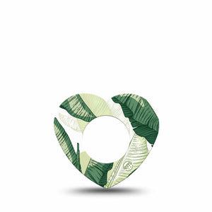 ExpressionMed Palm Leaf Freestyle Libre, Libre 2 Plus, and Abbott Lingo Heart, Single Tape Large plant leaves Overlay Tape for CGM
