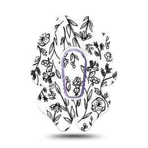 ExpressionMed Custom Black and White Floral Dexcom G6 Flower Shape Tape Single Tape and Single Sticker Custom Flower Adhesive Patch Continuous Glucose Monitor Design