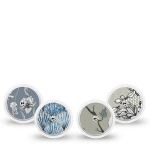ExpressionMed Graceful Shores Freestyle Libre, Libre 2 Plus, and Abbott Lingo Sticker, 4-Pack Sticker Florals cranes Overlay Patch for Continuous Glucose Monitor