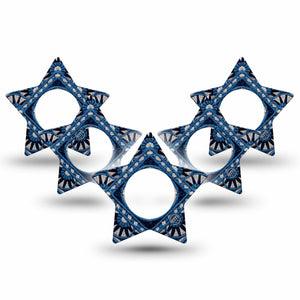 ExpressionMed Indigo Loomwork Freestyle Libre, Libre 2 Plus, and Abbott Lingo Star, 5-Pack Masculine abstract print Accessories for Continuous Glucose Monitor