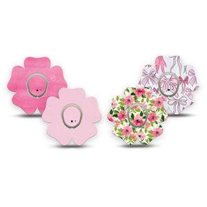 ExpressionMed Soft Pink Dexcom G7 and Dexcom Stelo Glucose Biosensor System Flower, tape and sticker  Blush pink hot pink mix Fixing Ring Patch for CGM