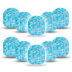ExpressionMed Sunlit Water Omnipod Mini, 10-Pack Tape + 10-Pack Sticker Water surface pattern Overlay Patch For Pump
