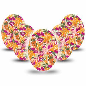 ExpressionMed Retro Brush Stroke Medtronic Guardian Enlite Universal Oval 5-Pack Tape Jewel-Toned Paint Strokes, Plaster CGM Design