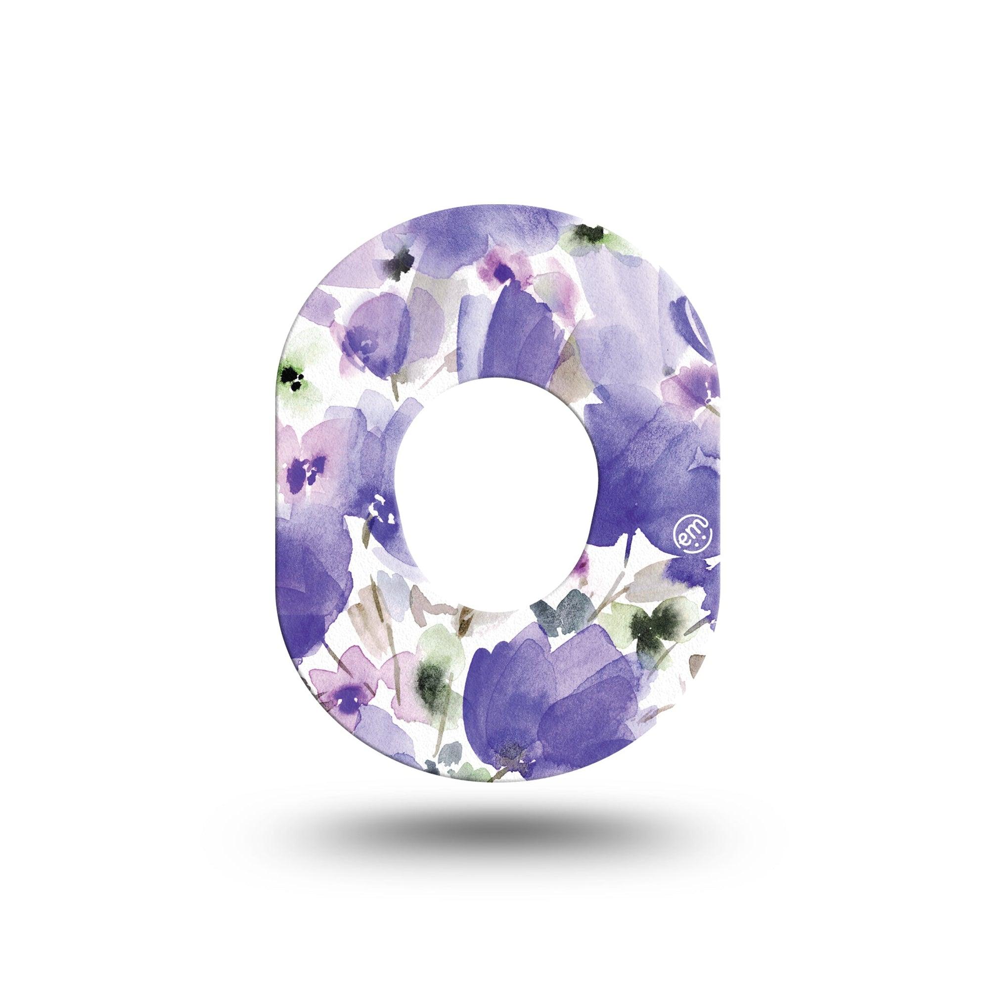 ExpressionMed Italian Blooms Dexcom G7 Mini Tape, Dexcom Stelo Glucose Biosensor System,  Single Tape Soft Purple Florals Patch Continuous Glucose Monitor Design