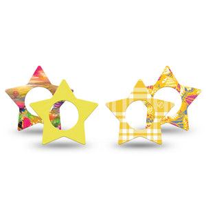 ExpressionMed Sunlit Yellow Freestyle Libre, Libre 2 Plus, and Abbott Lingo Star, 4-Pack Tape yellow summer style Sensor Cover for Continuous Glucose Monitor