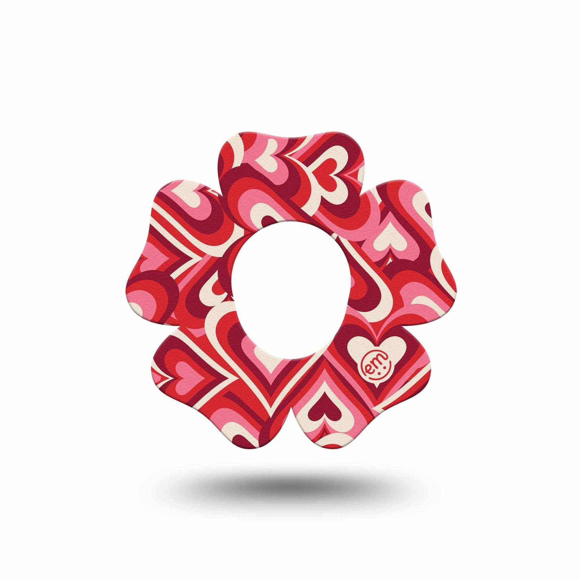 ExpressionMed Valentine Hearts Dexcom G7 Flower Shape Tape, Dexcom Stelo Glucose Biosensor System, Single Tape Psychedelic Hearts Inspired, Adhesive Tape CGM Design