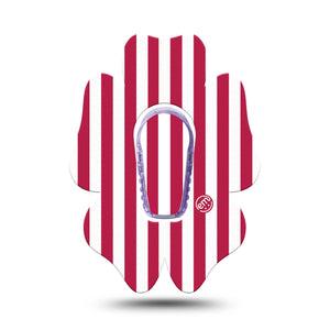 ExpressionMed Red Stripes Dexcom G6 Flower, Single Tape and Single Sticker Fun summer stripes Adhesive Tape for CGM