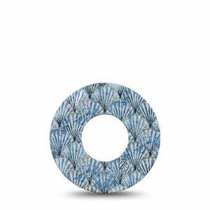 ExpressionMed Seashells Freestyle Libre and Libre 2 Plus Tape, Abbott Lingo, Single Tape Aesthetic Sea Shell Pattern, Fixing Ring Tape Continuous Glucose Monitor Design