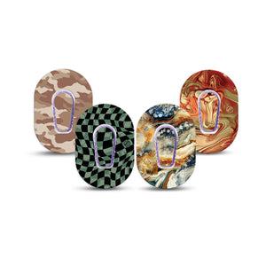 ExpressionMed Canyon Marbles Dexcom G6 Mini Tape 4-Pack Tape and 4-Pack Stickers Variety Cool Pattern Mix Adhesive Tape CGM Design