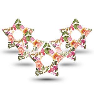 ExpressionMed Spring Bouquet Freestyle Libre 3 Star Shape Tape 5-Pack Spring Bouquet Patch CGM Design