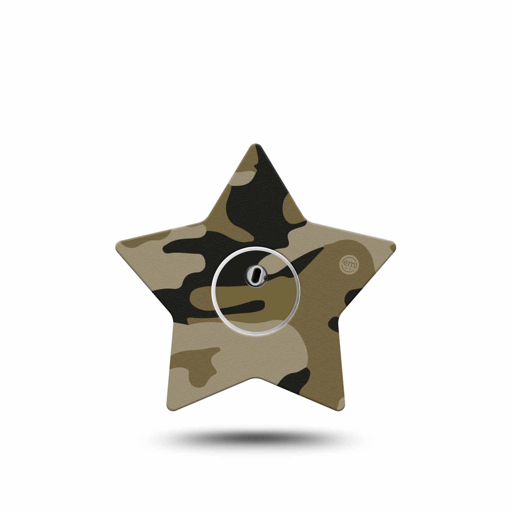 ExpressionMed Camo Freestyle Libre 3 and Libre 3 Plus Star Shape Tape Single Tape and Single Sticker Gray Pattern Overlay Tape CGM Design