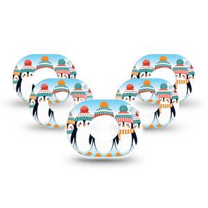 ExpressionMed Penguins In Row Dexcom G7 Mini Tape, Dexcom Stelo Glucose Biosensor System, 5-Pack Tape Happy Cheery Penguins, Patch Continuous Glucose Monitor Design