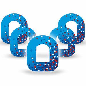 ExpressionMed Confetti Stars Omnipod Tape 5-Pack Tape United States Inspired Star Confetti, Adhesive Patch Pump Design