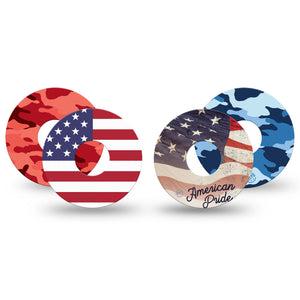 ExpressionMed American Dream Freestyle Libre 3 Tape 4-Pack Variety Independence Day Designs Adhesive Tape CGM Design