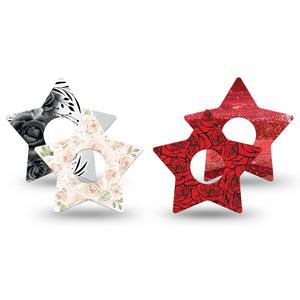 ExpressionMed Crimson Bloom Variety Pack Freestyle Libre 3 and Libre 3 Plus Star, 4-Pack Tape Valentines day bouquet Decorative Adhesive Tape for Continuous Glucose Monitor